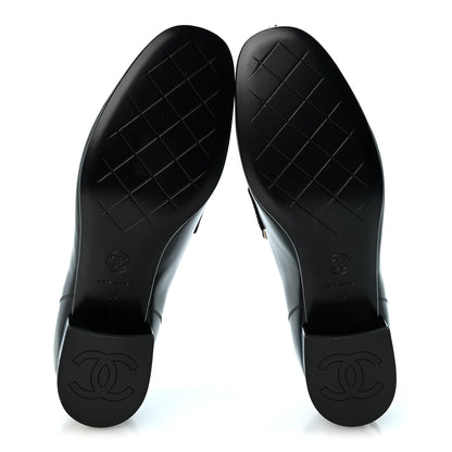 Chanel Shiny Calfskin Logo Loafers 39 Black 6 of 9