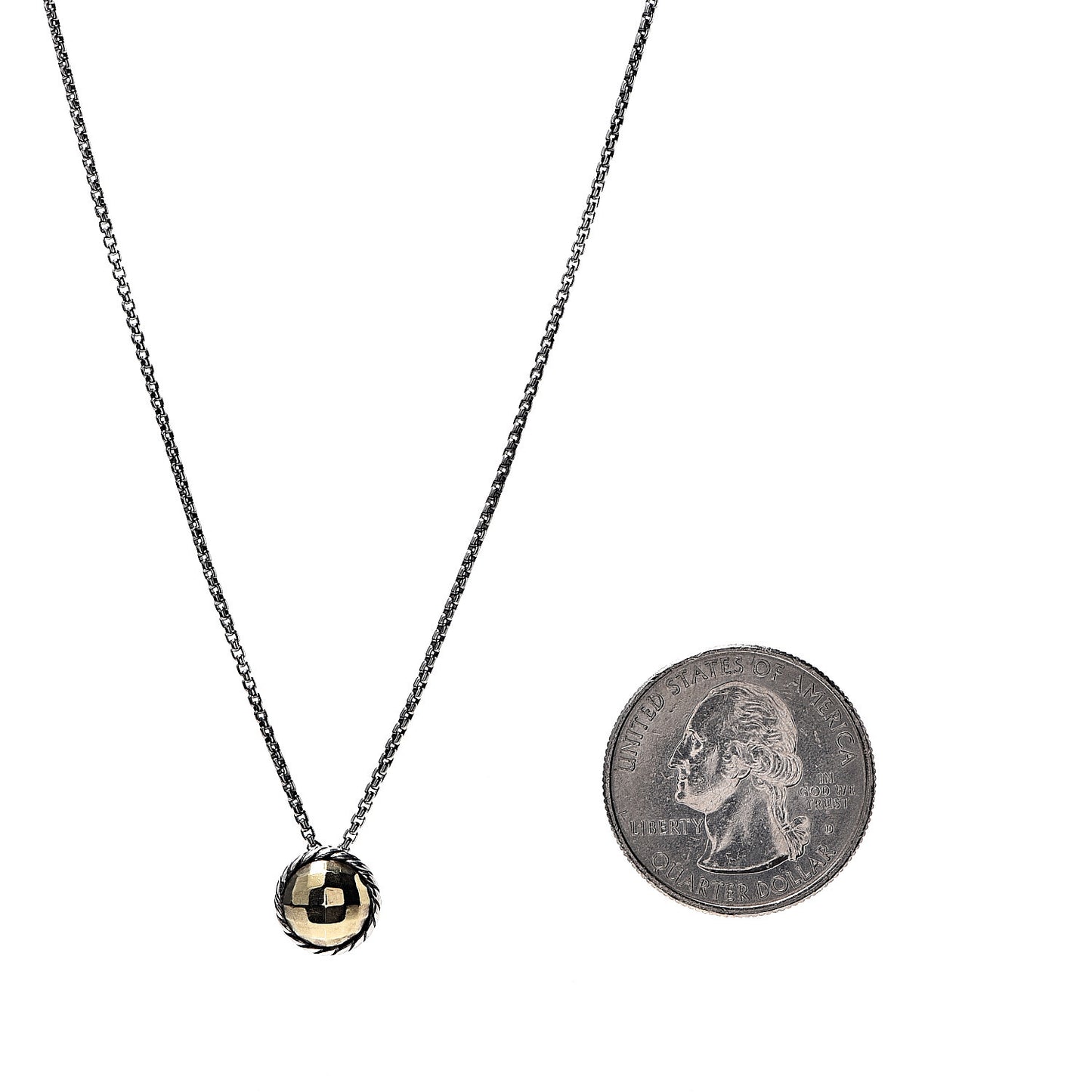 Sterling Silver 18K Yellow Gold 8mm Petite Chatelaine Pendant Necklace