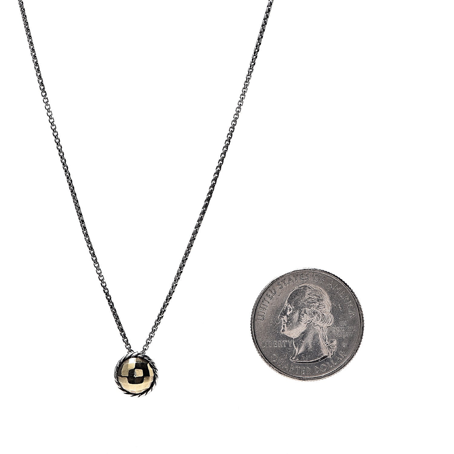 David Yurman Sterling Silver 18K Yellow Gold 8mm Petite Chatelaine Pendant Necklace 3 of 5