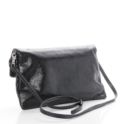 Balenciaga Agneau Classic Silver Hardware Envelope Strap Clutch Black 3 of 7