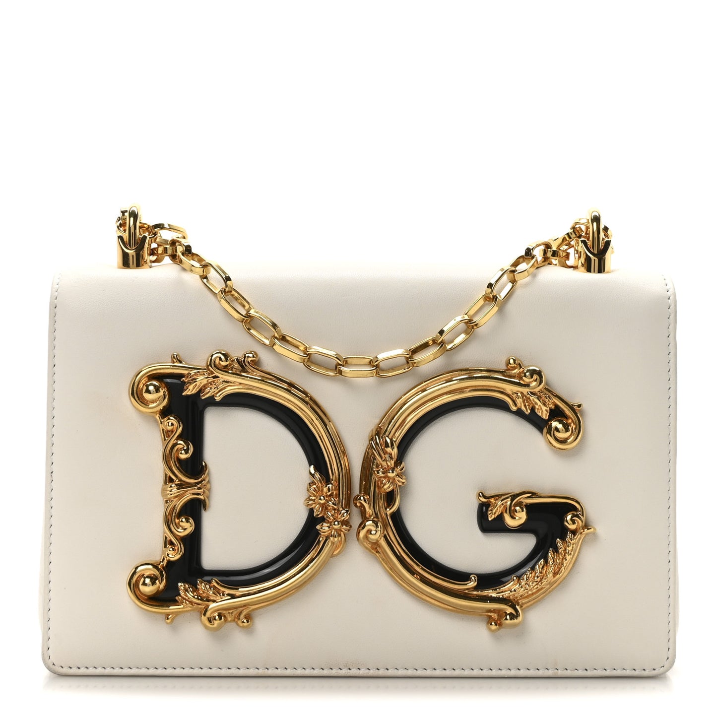 Calfskin DG Girls Phone Shoulder Bag White