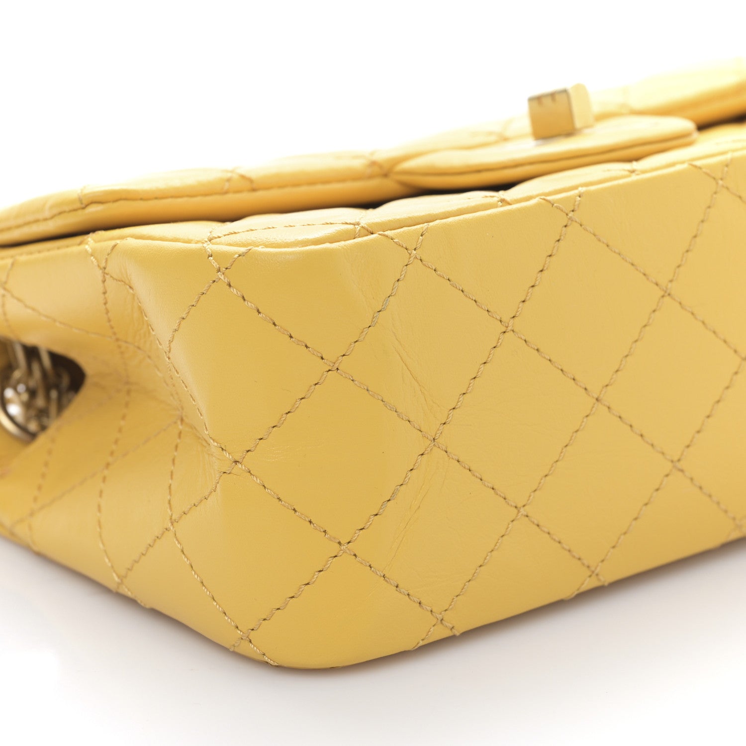 Chanel Aged Calfskin Quilted 2.55 Reissue Mini Flap Yellow 8 of 9