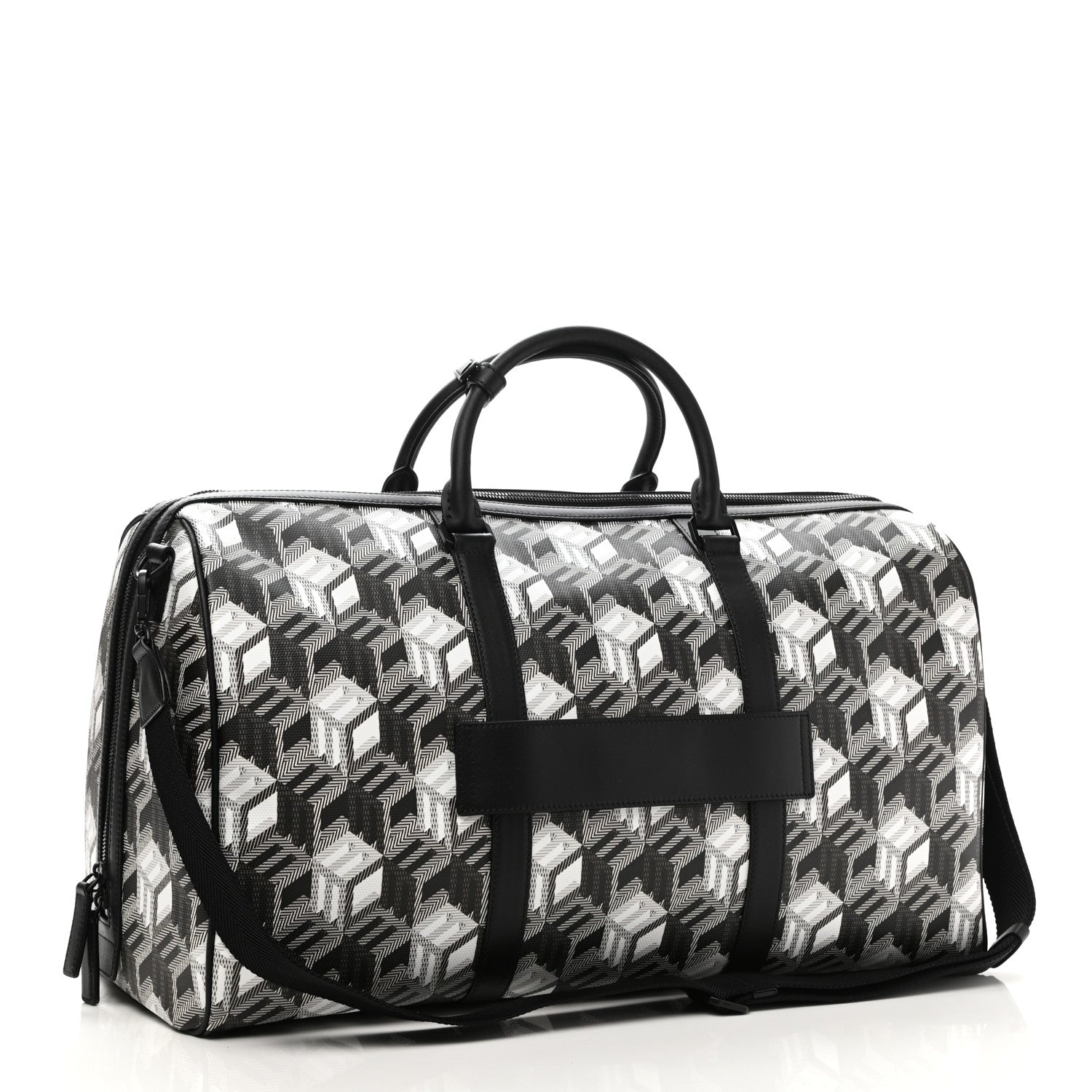MCM Cubic Monogram Large Traveler Weekender Bag Black White 2 of 8