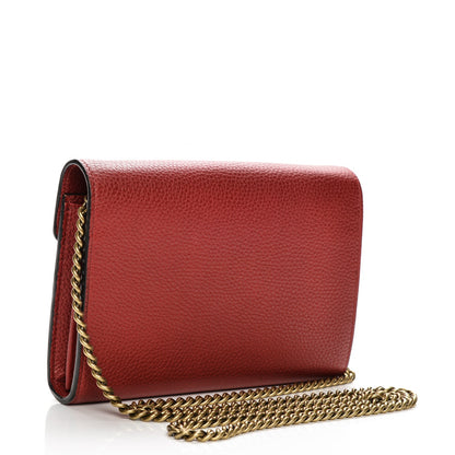 Gucci Calfskin GG Marmont Chain Wallet Vulcanic Red 3 of 7