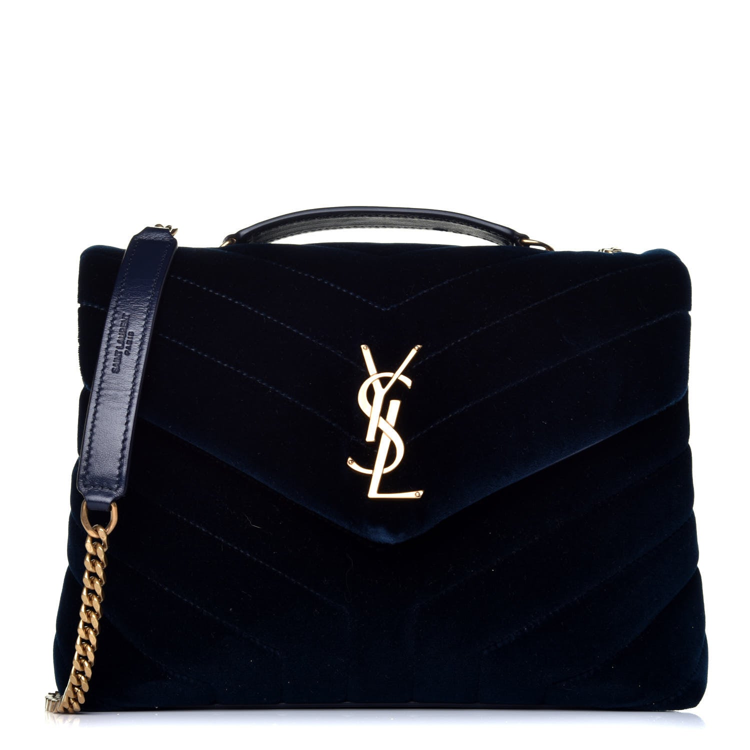 Saint Laurent Velvet Y Quilted Monogram Small Loulou Chain Satchel Medium Blue 1 of 9