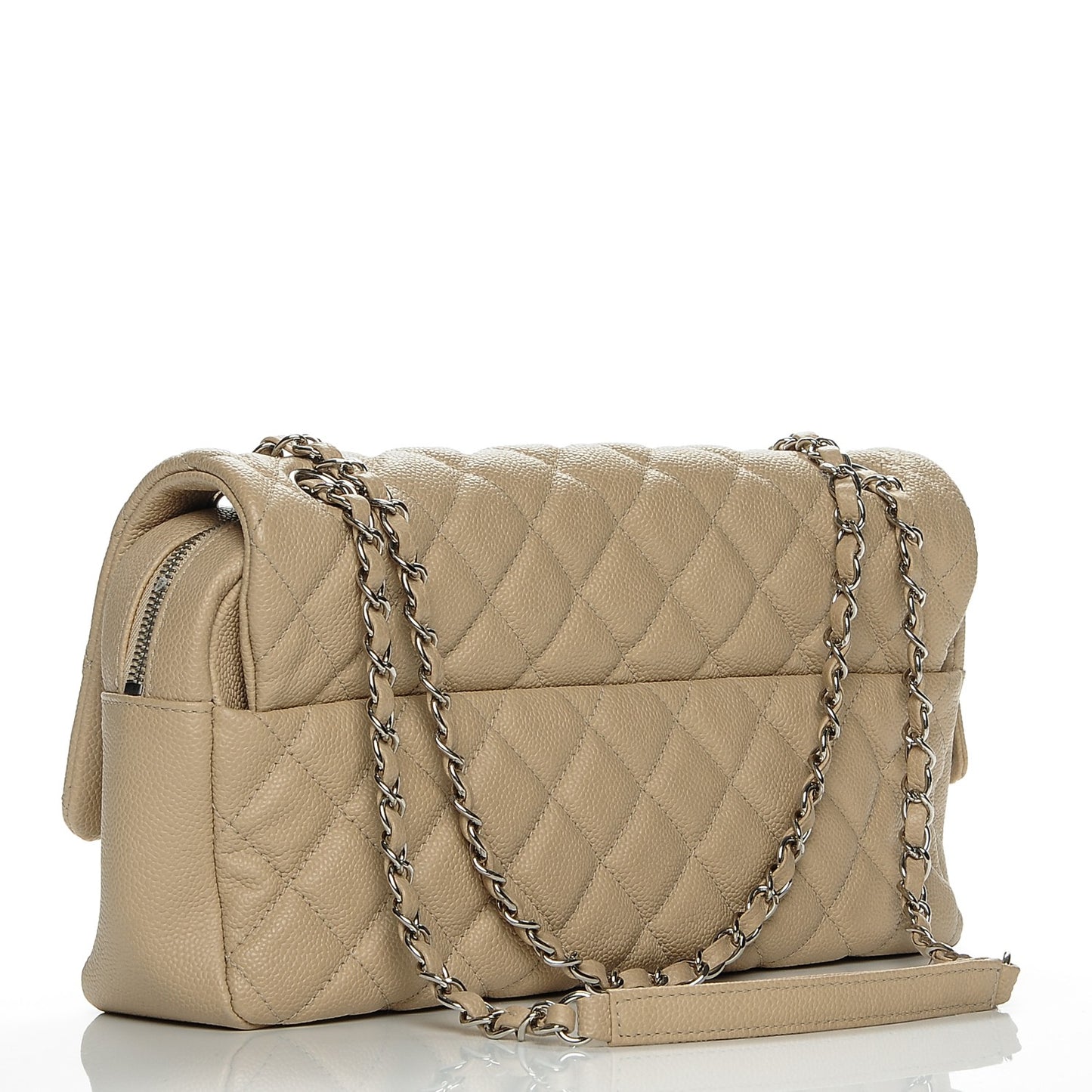 Caviar Quilted Jumbo Easy Flap Beige