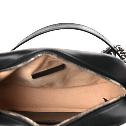 Gucci Calfskin Matelasse Aria Small GG Marmont Chain Shoulder Bag Black 5 of 9