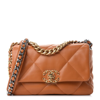 Chanel Lambskin Quilted Medium Chanel 19 Flap Light Brown 1 of 10