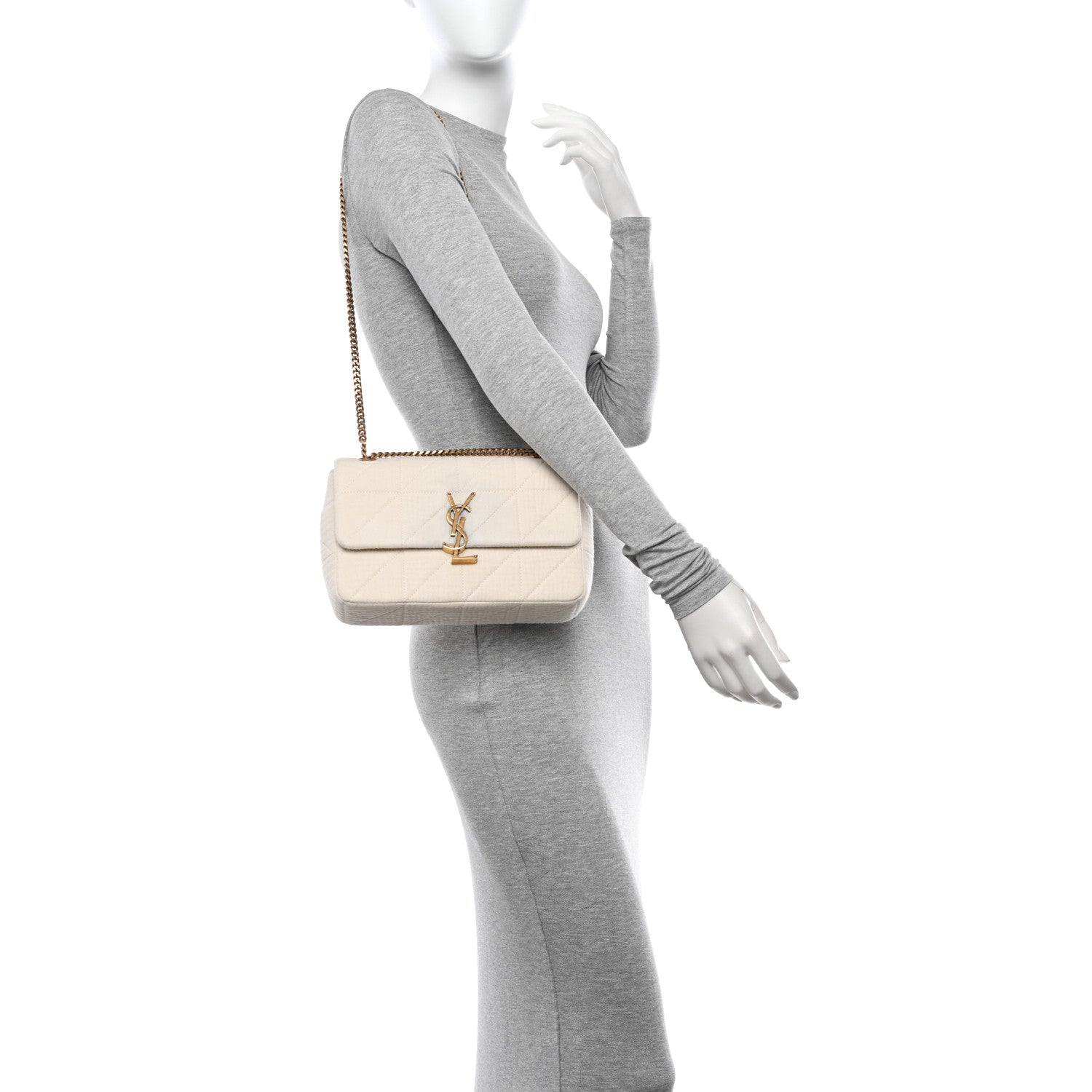 Saint Laurent Crinkle Cotton Patchwork Monogram Medium Jamie Vanilla Ice 2 of 11