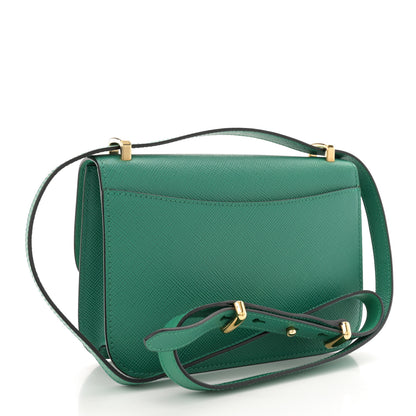 Prada Saffiano Cuir Triangle Embleme Flap Shoulder Bag Mango 3 of 12