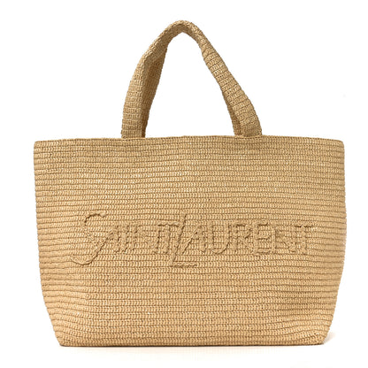 Saint Laurent Raffia Logo Tote Naturel 1 of 9