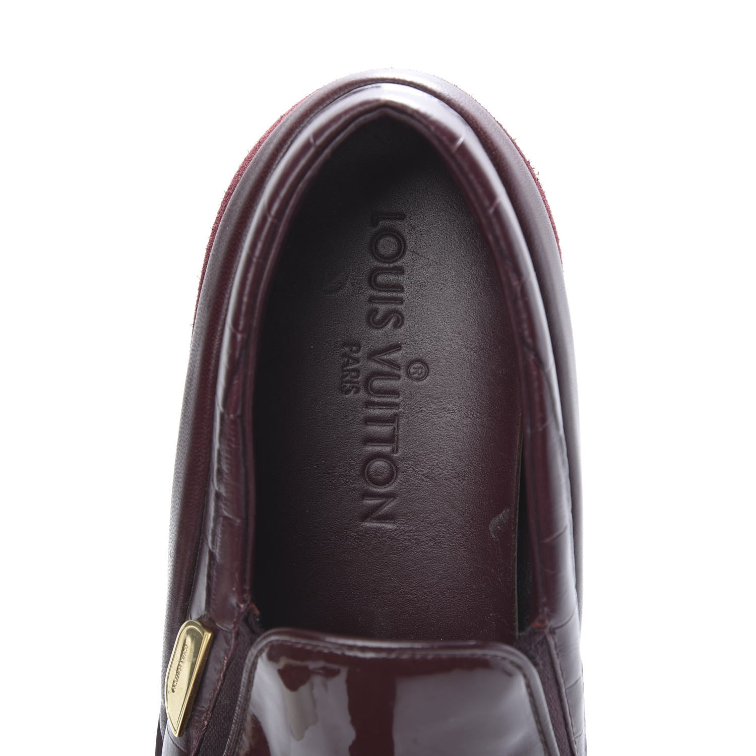 Louis Vuitton Alligator Patent Calfskin Catwalk Slip On Sneakers 36.5 Bordeaux 8 of 12