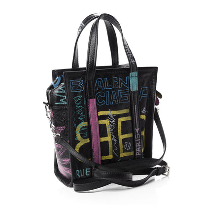 Balenciaga Agneau Arena Graffiti All Over XS Bazar Shopper Tote Black Multicolor 3 of 9