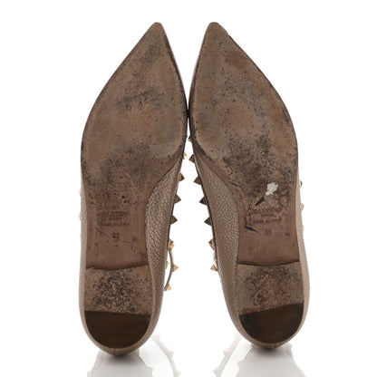 Valentino Garavani Metallic Pebbled Calfskin Rockstud Cage Ballerina Flats 39 Skin 5 of 11