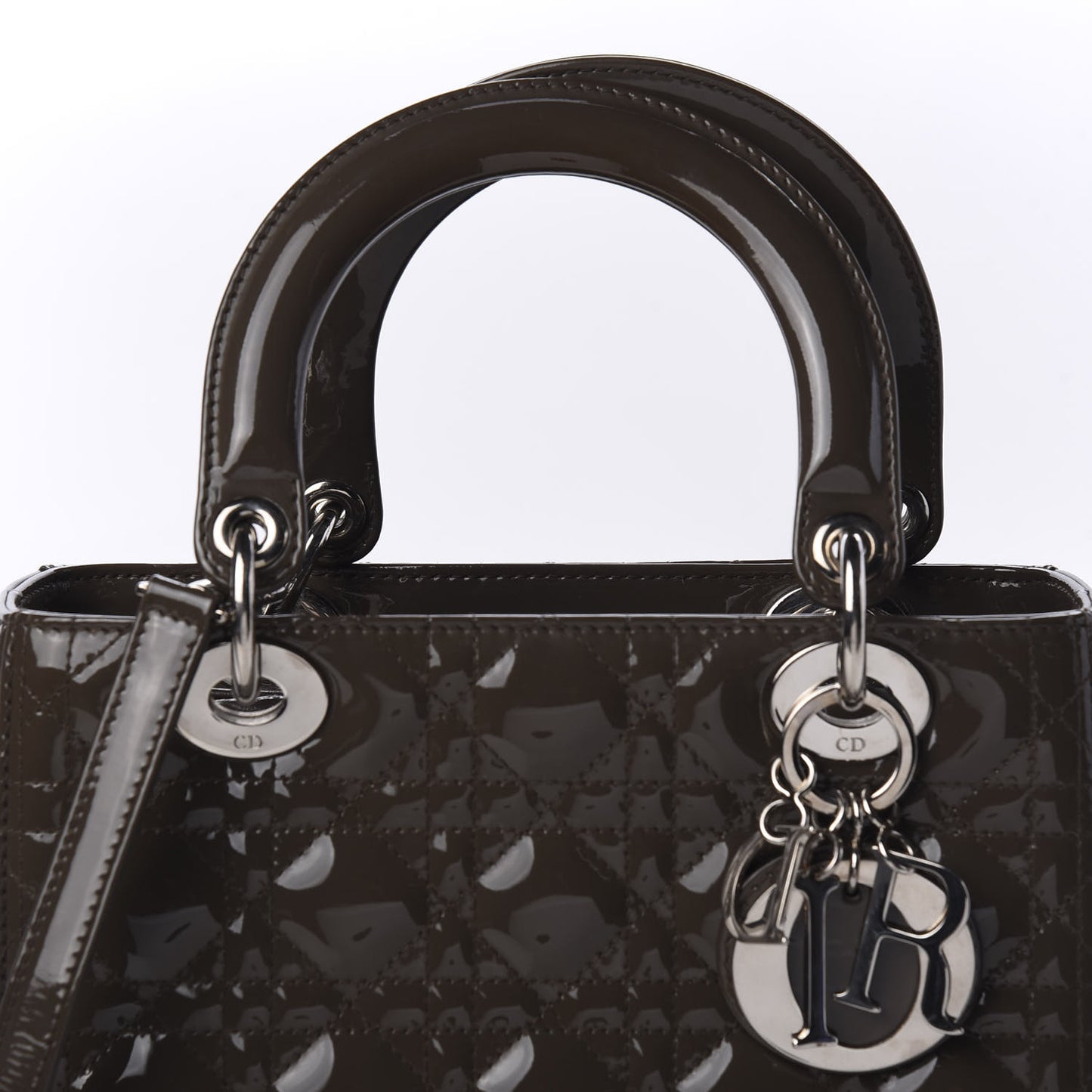 Patent Cannage Medium Lady Dior Dark Brown