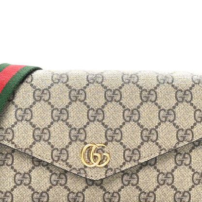 Gucci GG Supreme Monogram Textured Dollar Calfskin Web Mini Ophidia Envelope Shoulder Bag Beige Ebony 8 of 11