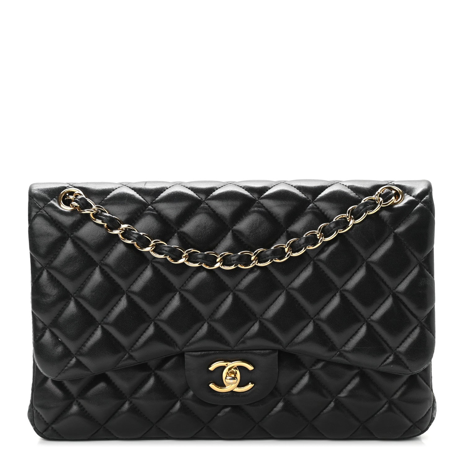 Chanel Lambskin Quilted Jumbo Double Flap Black 1 of 18