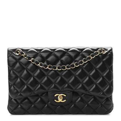 Chanel Lambskin Quilted Jumbo Double Flap Black 1 of 18
