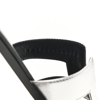 Hermes Metallic Nappa Calfskin Oran Sandals 36 Argent 8 of 10