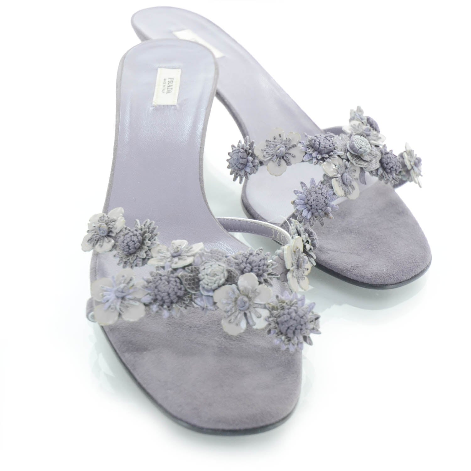 Prada Suede Floral Pumps 39.5 Purple 11 of 12