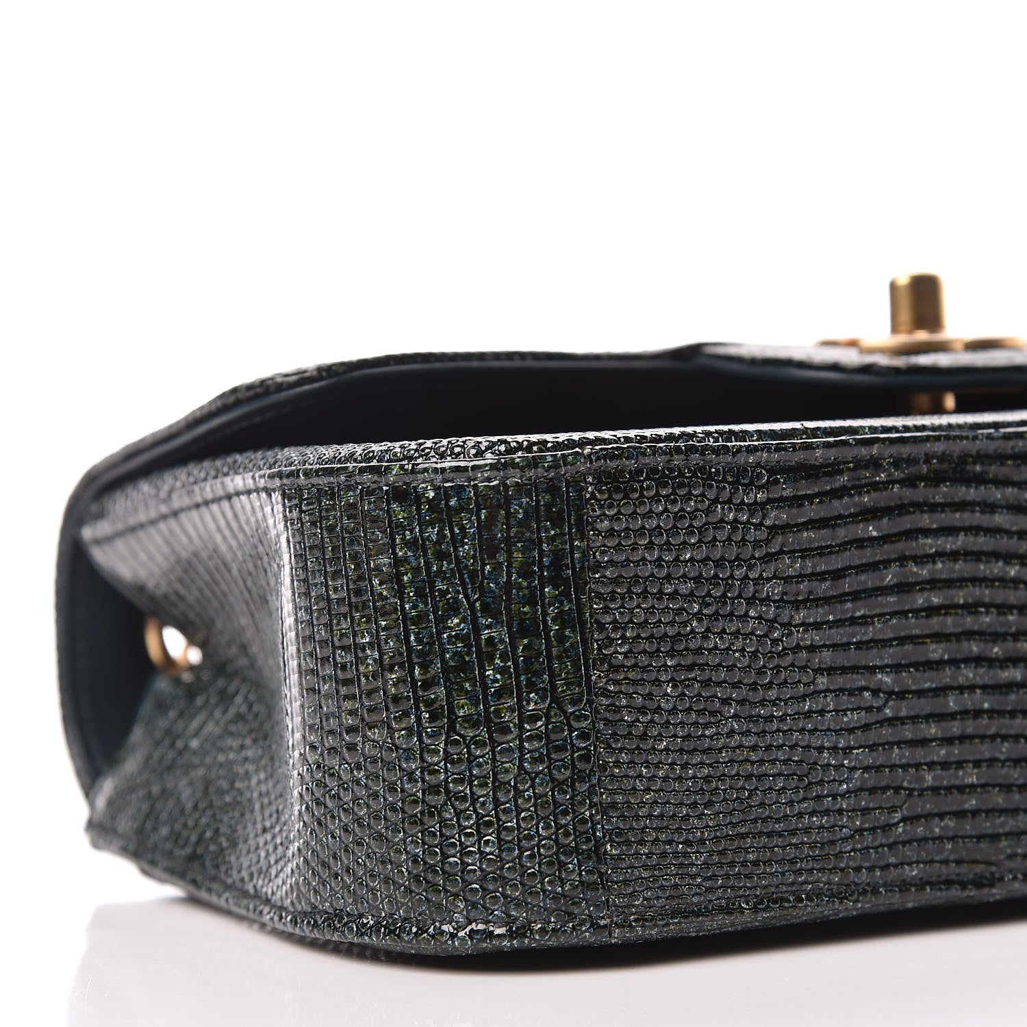 Chanel Lizard Mini Rectangular Flap Dark Green 8 of 9