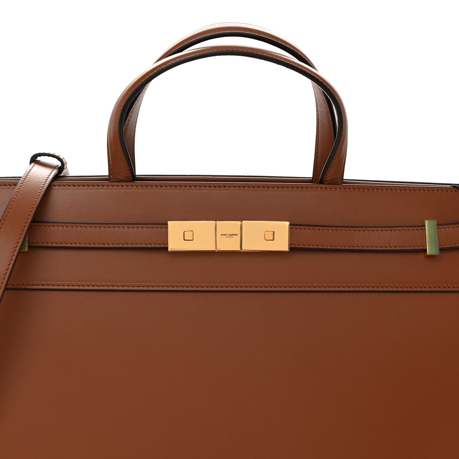 Saint Laurent Calfskin Small Manhattan Shopper Tote Brick Ebony Dark 7 of 9