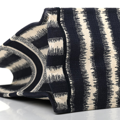 Christian Dior Canvas Embroidered Large Striped Book Tote Navy 5 of 11
