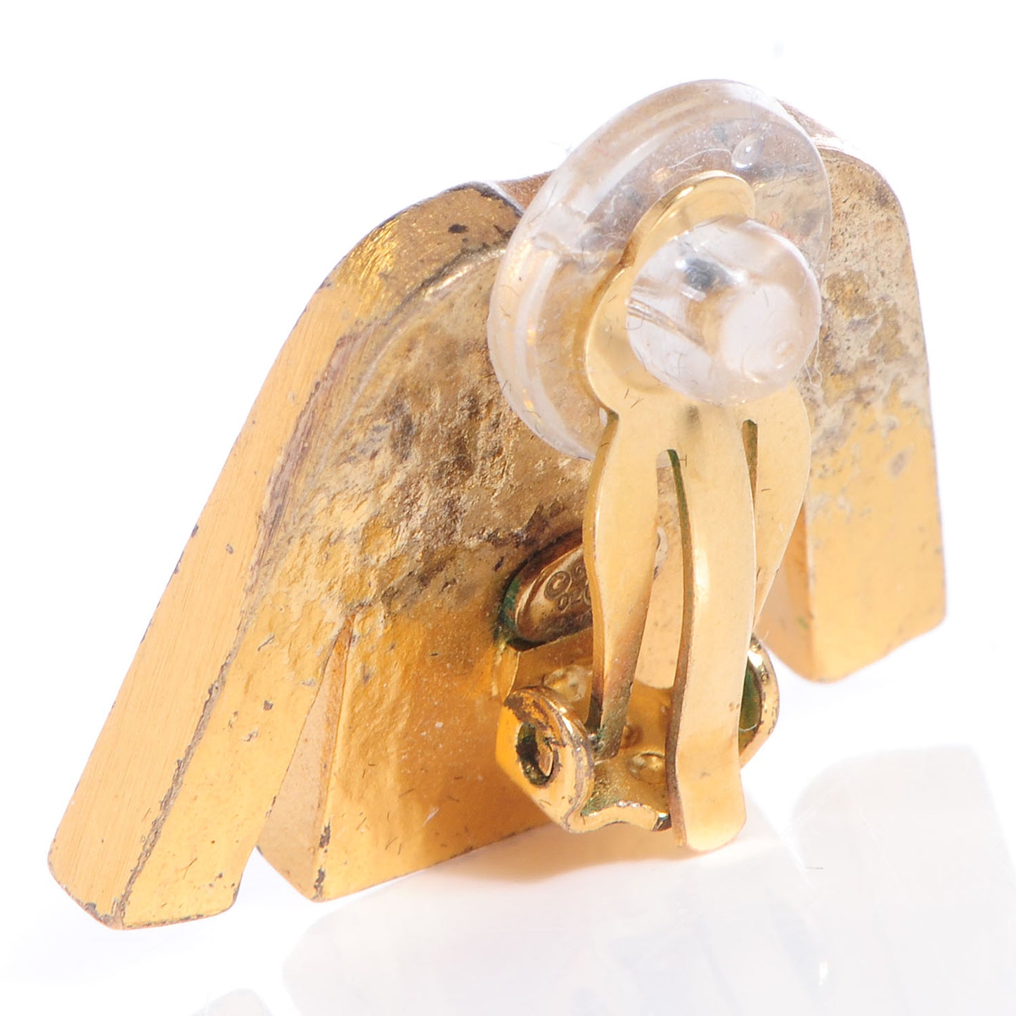 Enamel CC Jacket Clip On Earrings Black Gold