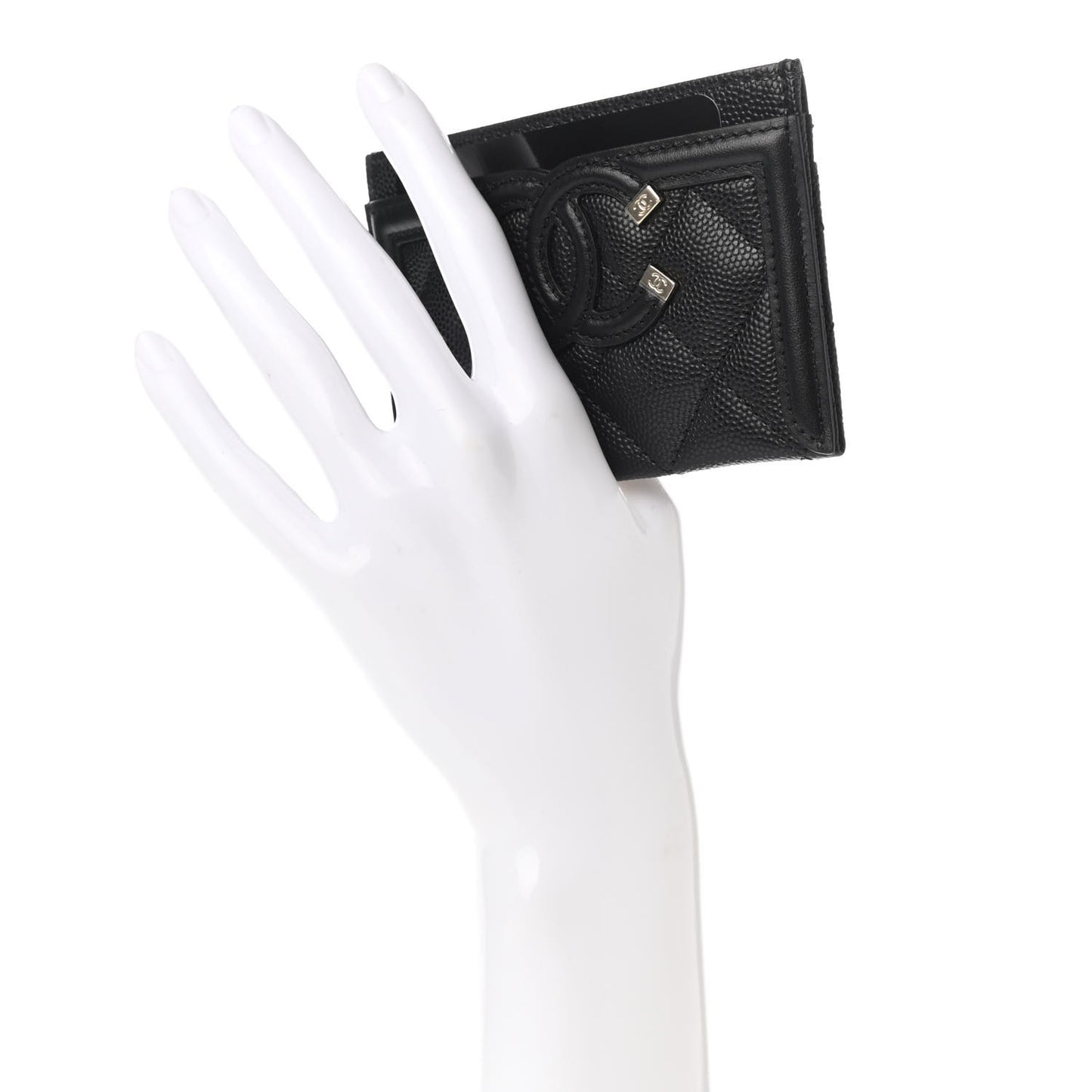 Caviar Quilted Filigree Card Holder Black