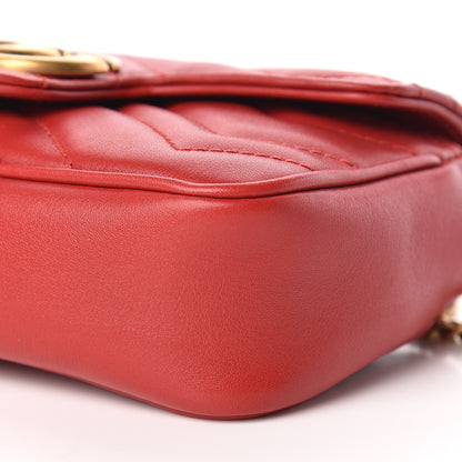 Gucci Calfskin Matelasse Super Mini GG Marmont Shoulder Bag Hibiscus Red 11 of 12