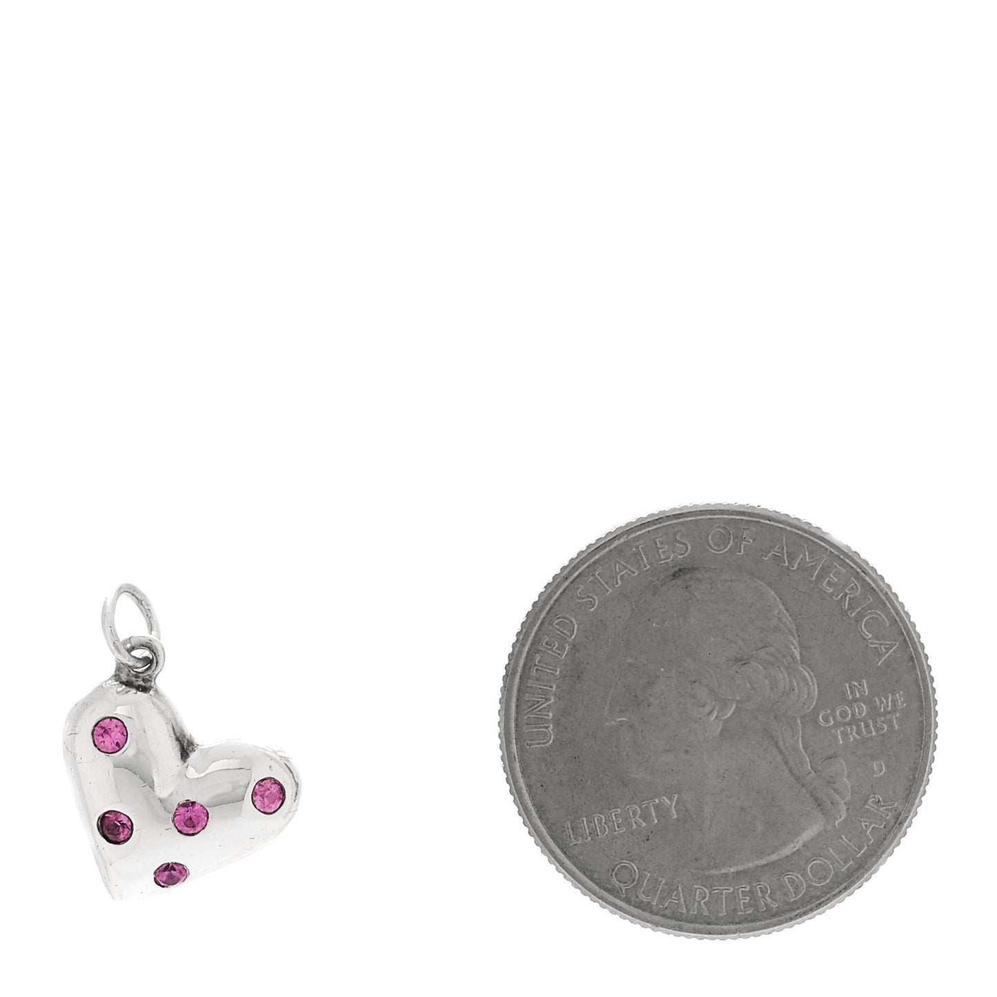 Sterling Silver Pink Sapphire Etoile Heart Charm