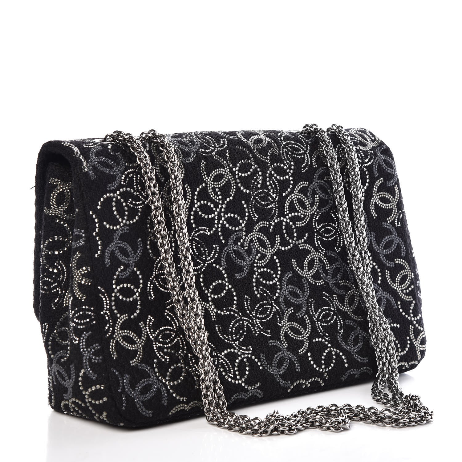 Chanel Tweed Strass Jumbo Pudong Flap Black 4 of 10