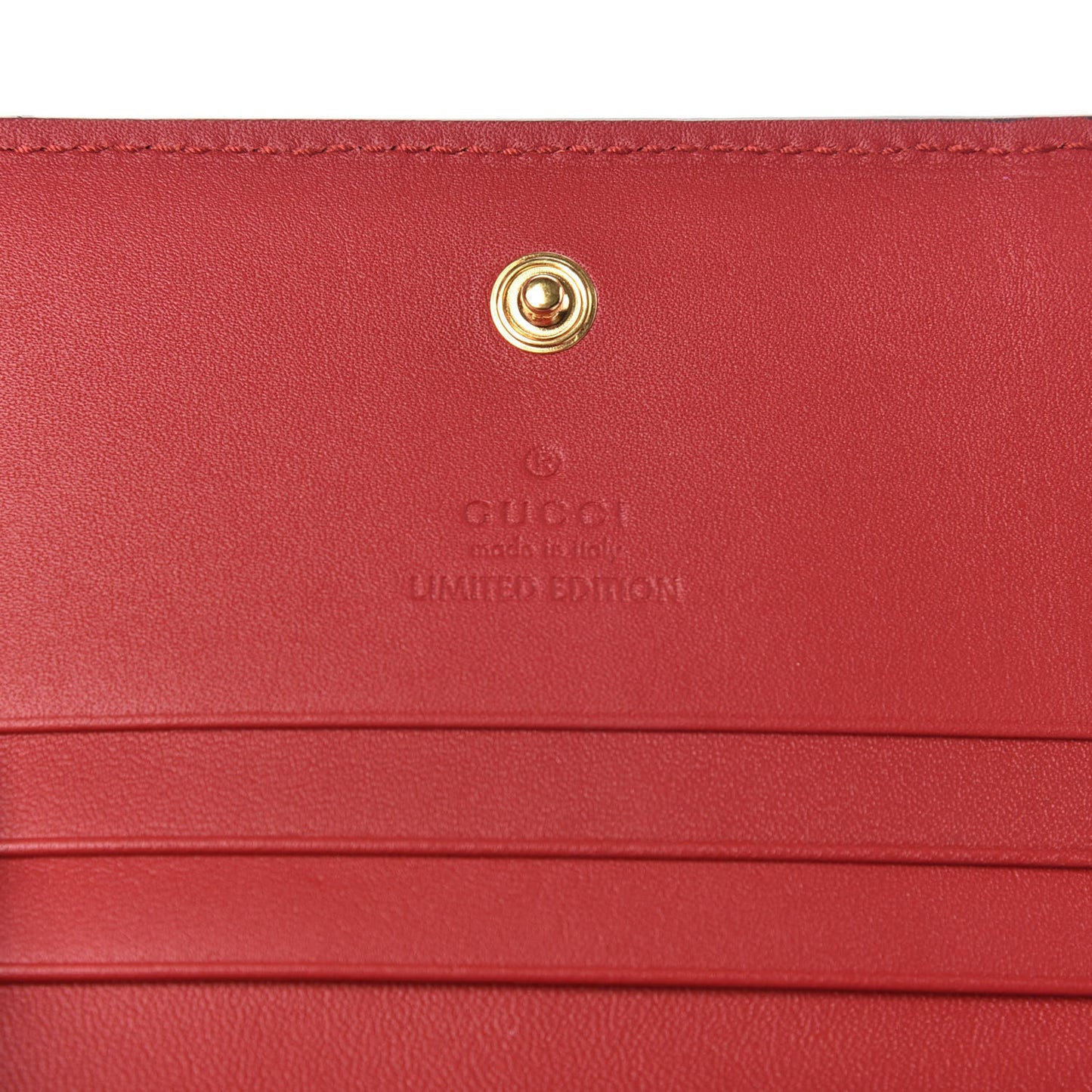 GG Supreme Monogram Bosco Patch Card Case Wallet Beige Malva Hibiscus Red