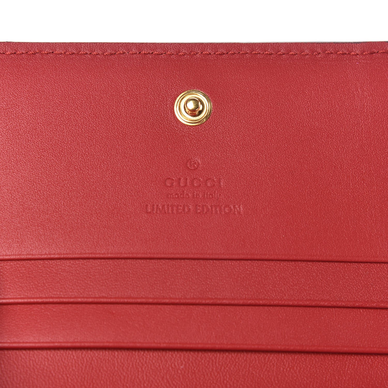 Gucci GG Supreme Monogram Bosco Patch Card Case Wallet Beige Malva Hibiscus Red 6 of 8