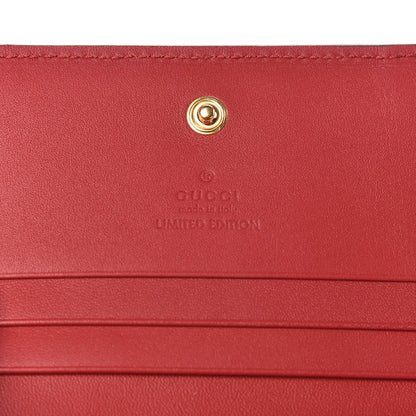 Gucci GG Supreme Monogram Bosco Patch Card Case Wallet Beige Malva Hibiscus Red 6 of 8