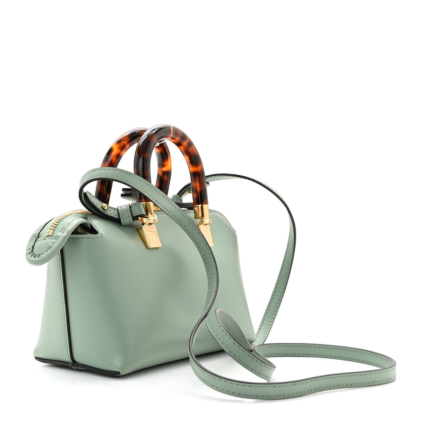 Vitello King Plexiglass Logo Embossed Mini By The Way Top Handle Boston Bag Menta