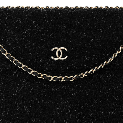 Chanel Tweed Chain Around Tablet Holder Crossbody Black 8 of 11