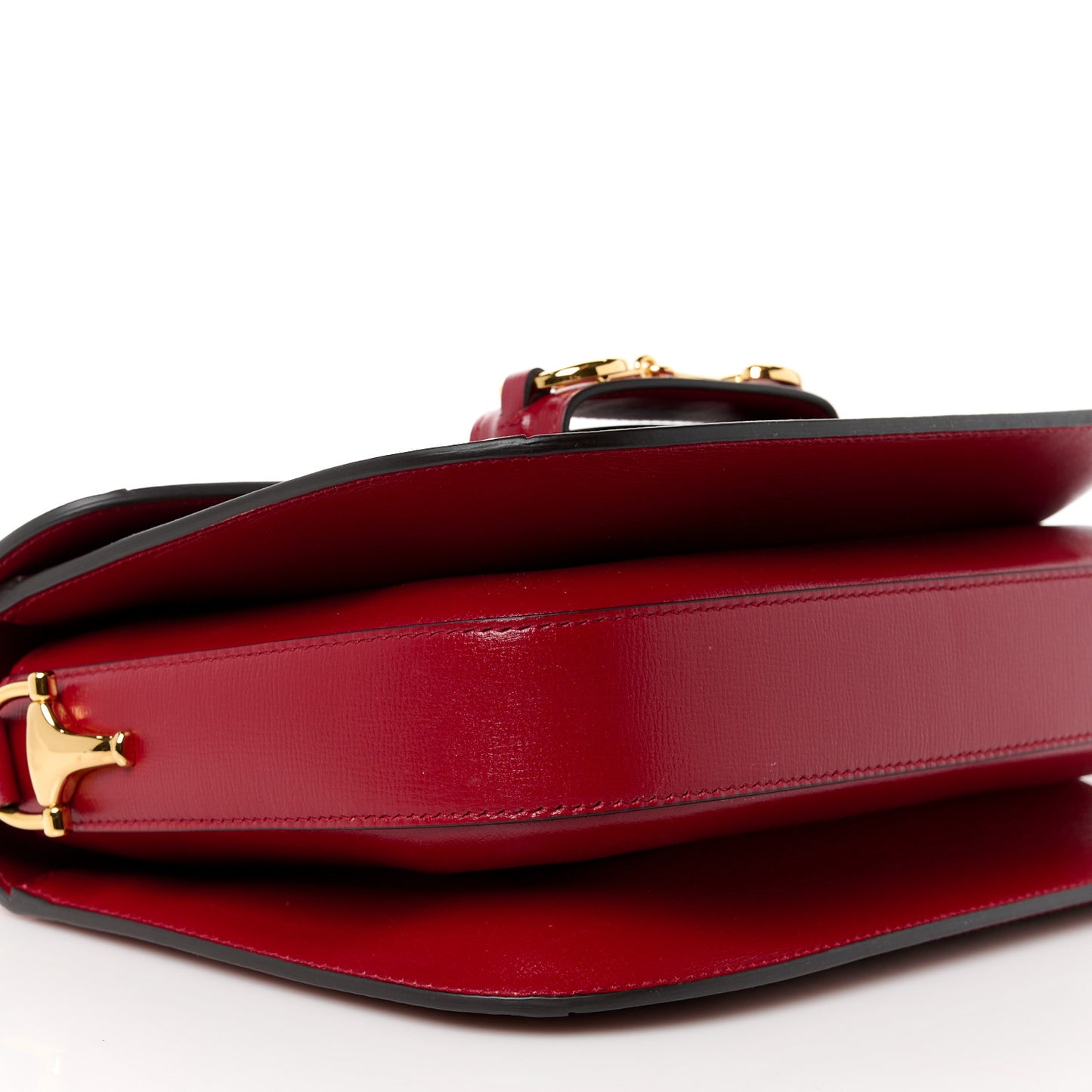 GG Supreme Monogram Azalea Calfskin Horsebit 1955 Shoulder Bag Beige Ebony New Cherry Red