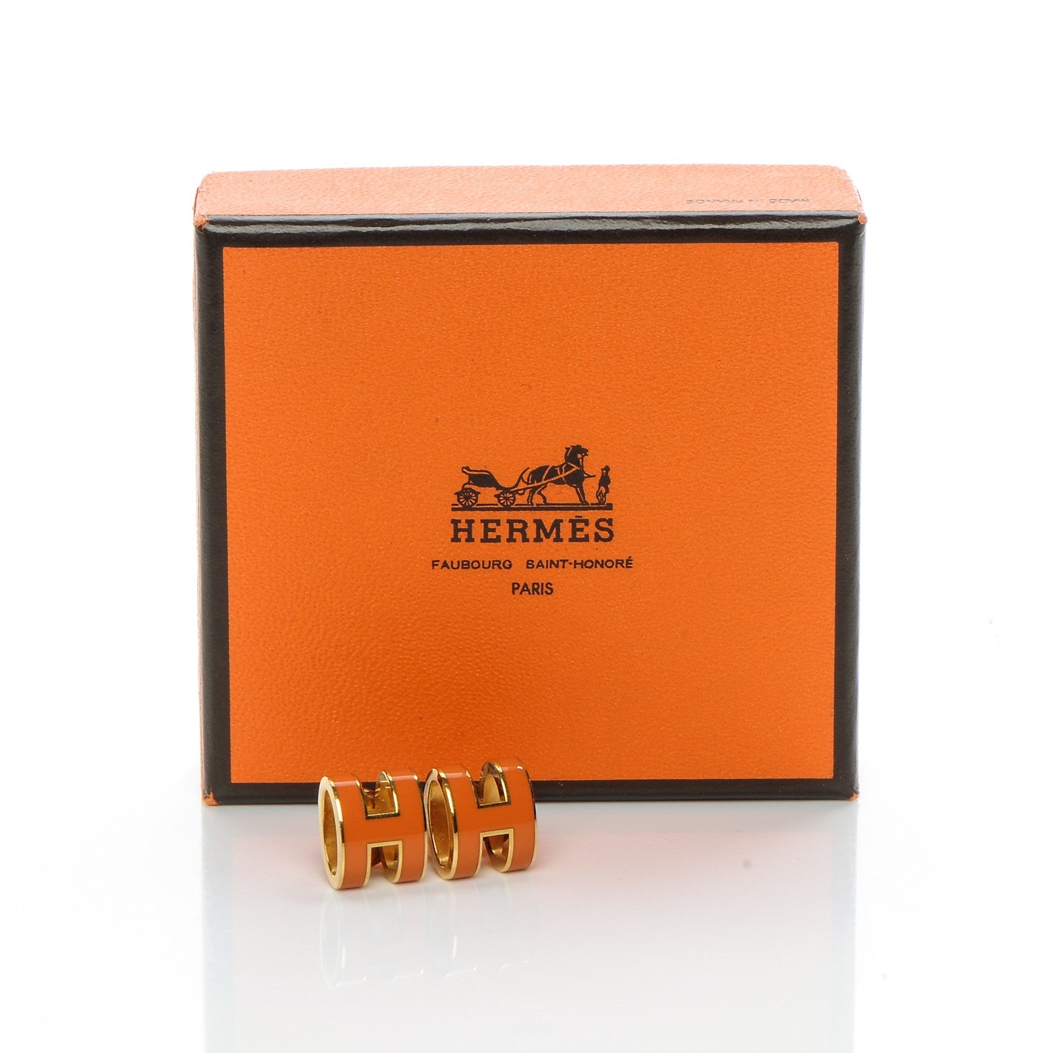 Hermes Palladium Lacquered Pop H Earrings Orange 5 of 5