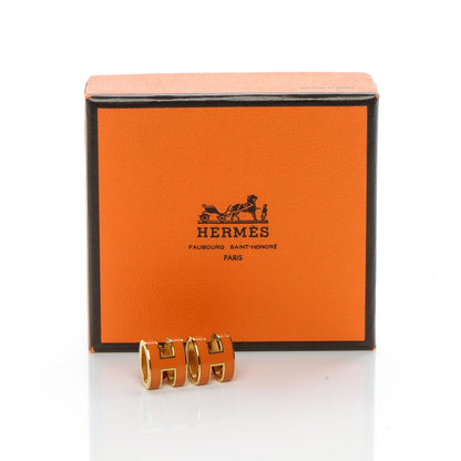 Hermes Palladium Lacquered Pop H Earrings Orange 5 of 5