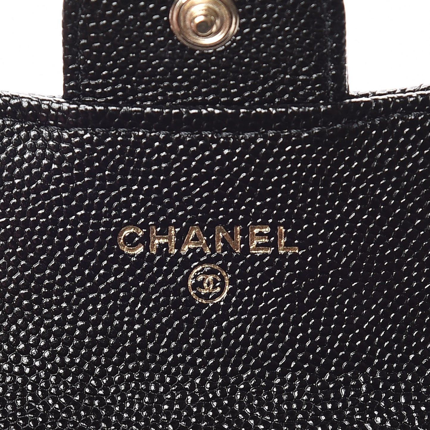 Caviar Quilted Flap Card Holder Wallet Black