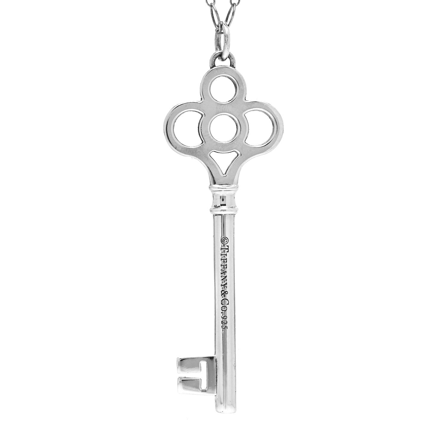 Tiffany Sterling Silver Large Crown Key Pendant Link Necklace 3 of 6