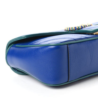 Gucci Azalea Calfskin Enamel Matelasse Diagonal Small Torchon GG Marmont Shoulder Bag Imperial Blue Pavone 6 of 10