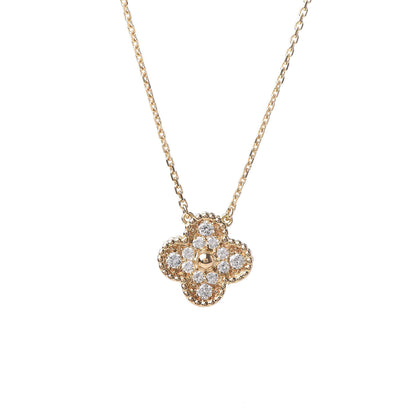 Van Cleef & Arpels 18K Yellow Gold Diamond Vintage Alhambra Pendant Necklace 4 of 9