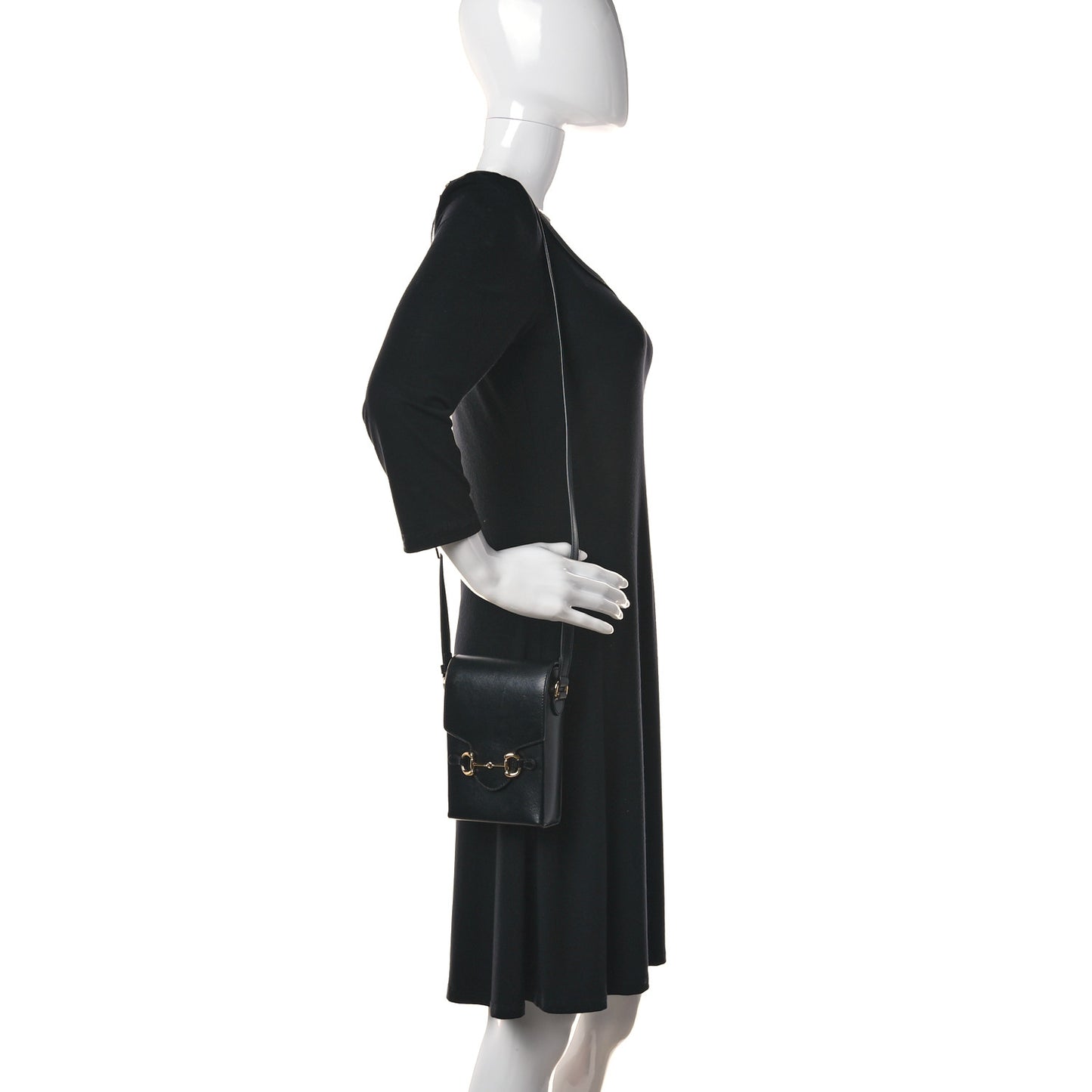 Boarded Plutone Calfskin Mini Horsebit 1955 Crossbody Bag Black