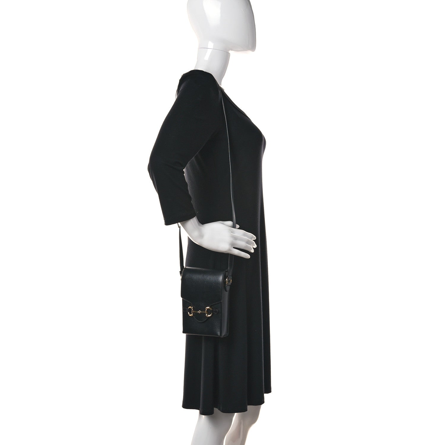 Gucci Boarded Plutone Calfskin Mini Horsebit 1955 Crossbody Bag Black 2 of 19