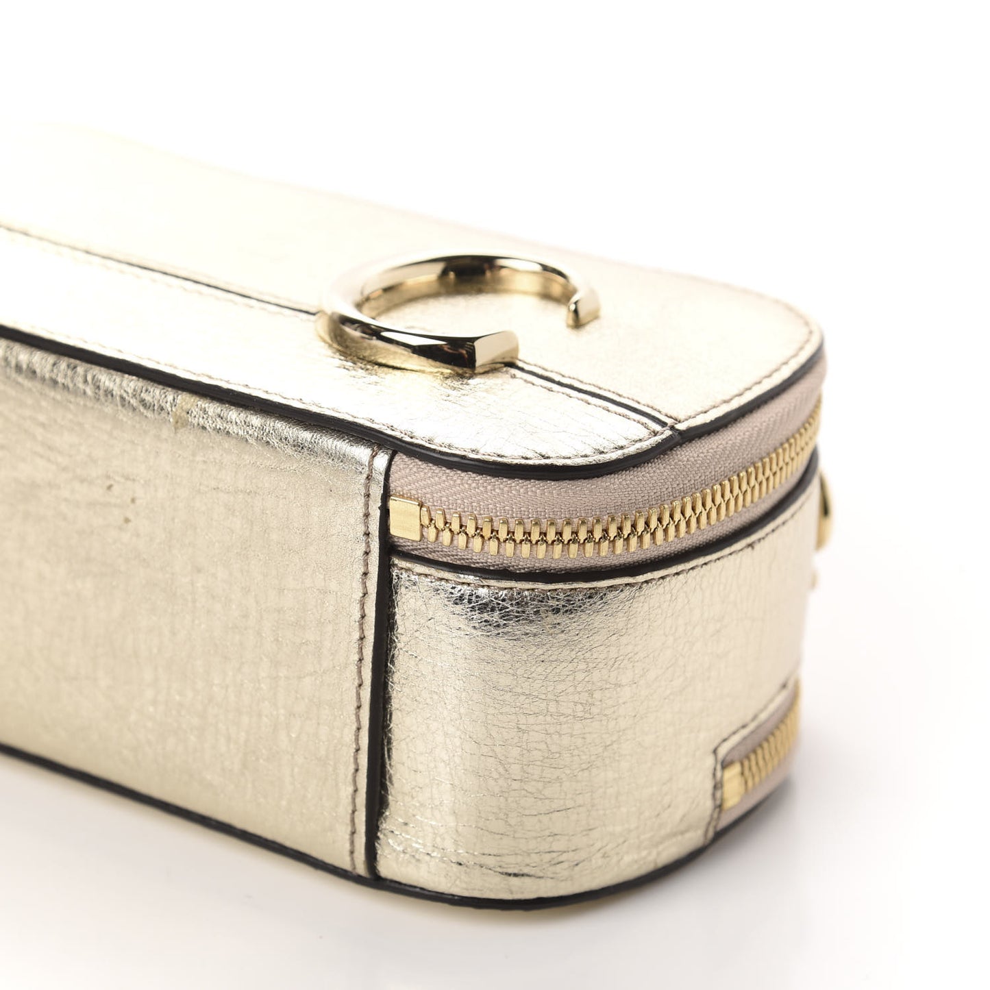 Metallic Calfskin Lambskin Mini C Vanity Bag Gold