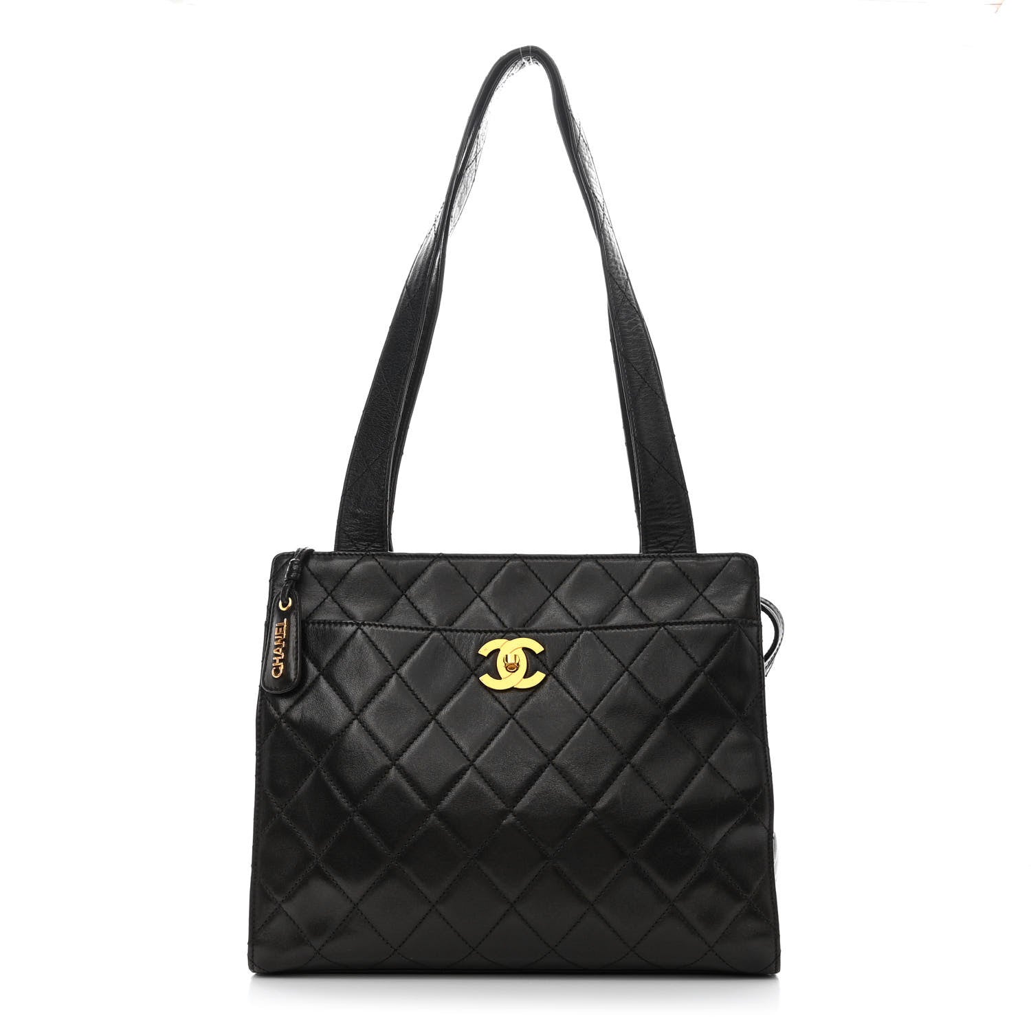 Chanel Lambskin Quilted CC Shopping Tote Black 1 of 10