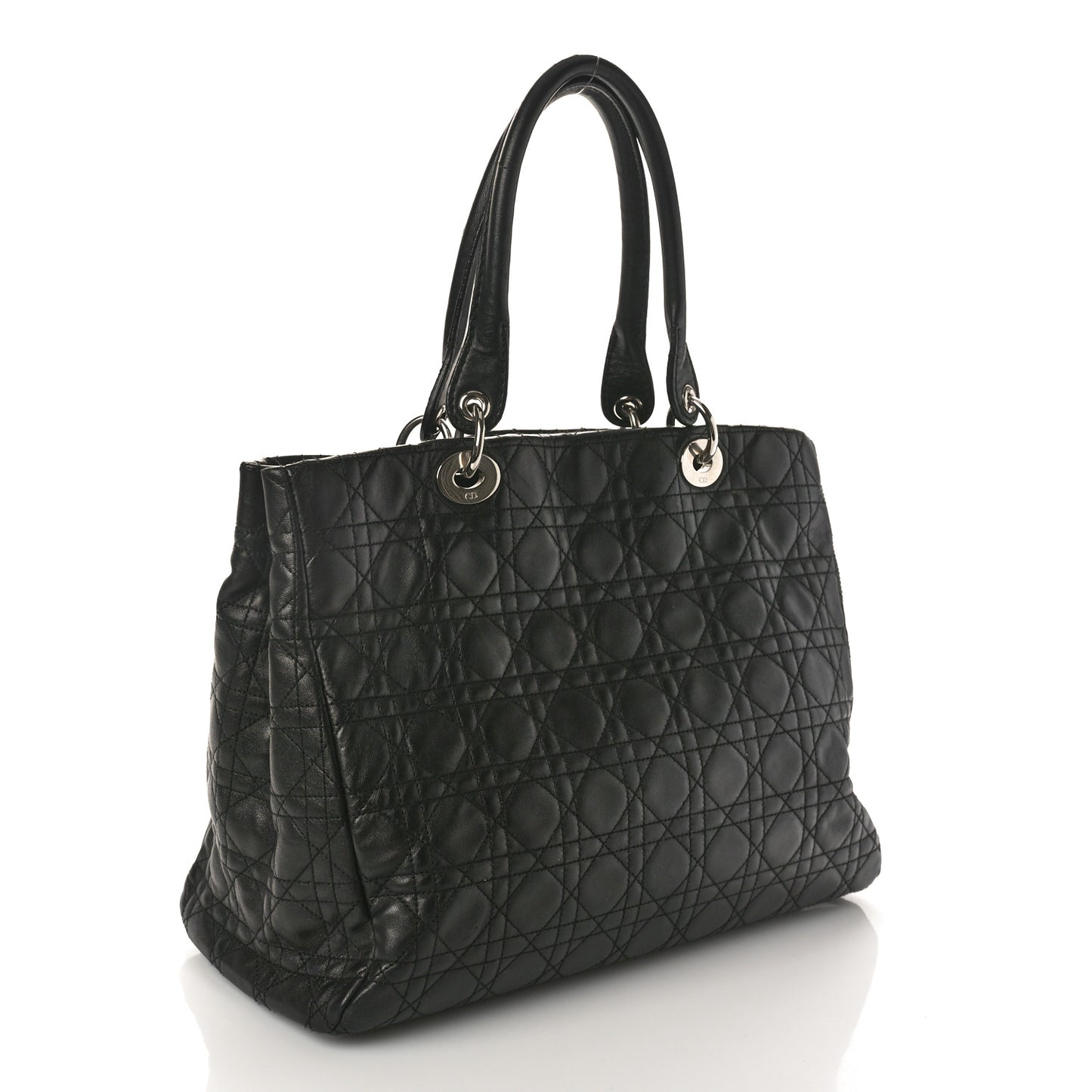 Lambskin Cannage Large Soft Lady Dior Shopping Tote Black