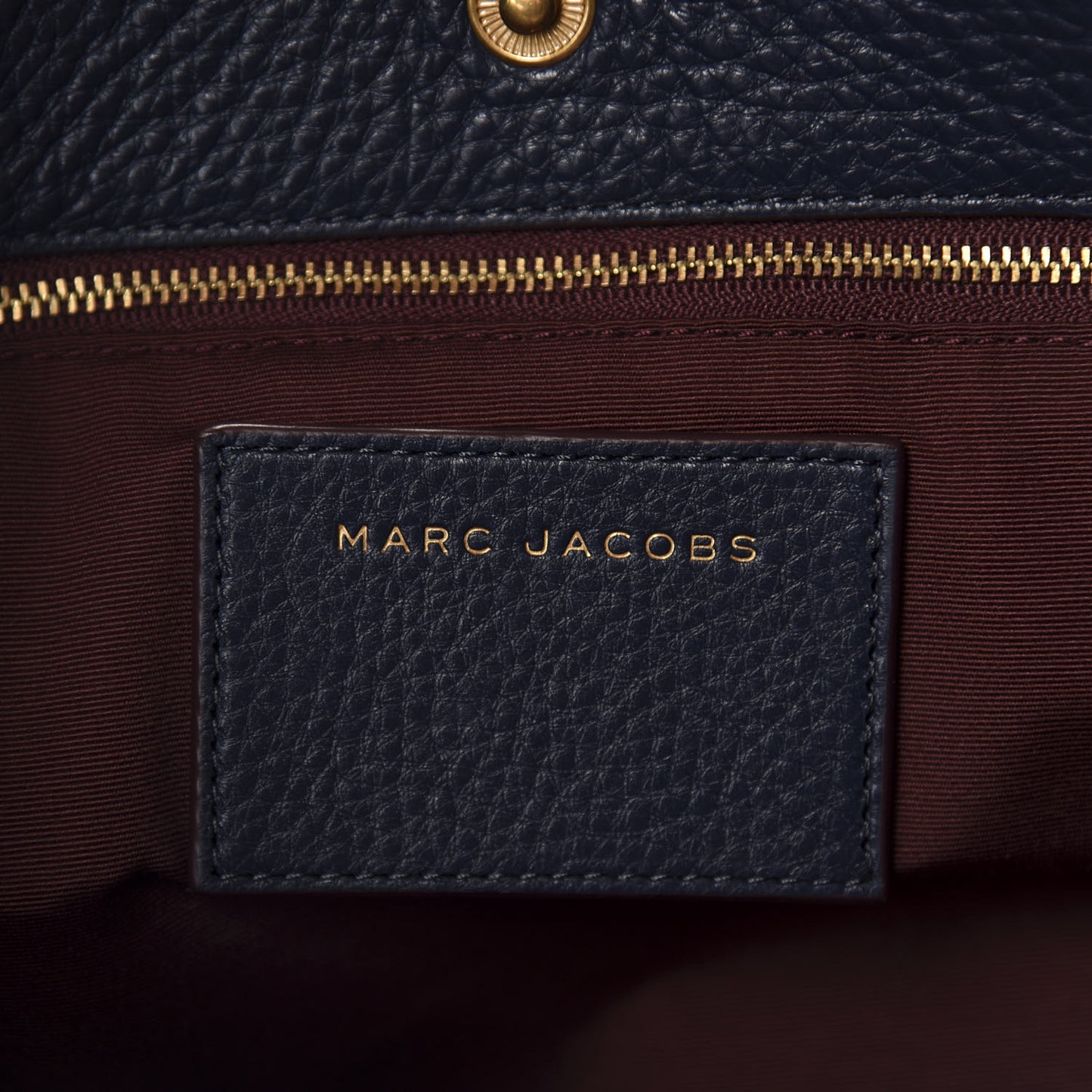 Grained Calfskin Tote Navy Brown